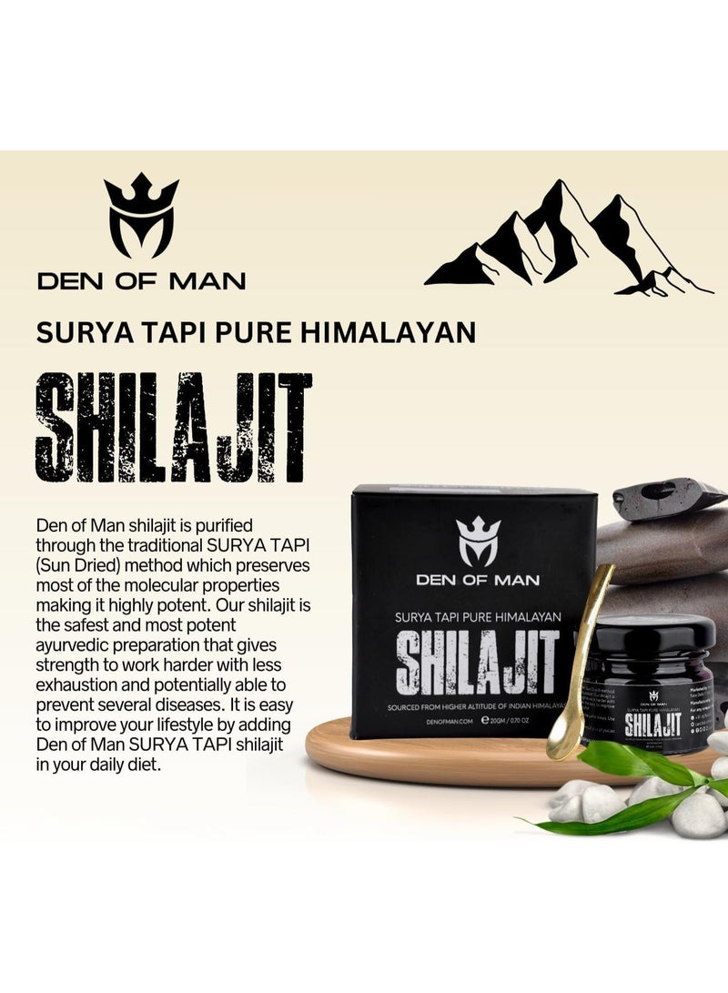 DEN OF MAN Shilajit for Men – Pure Himalayan Shilajit Resin, Natural Shilajit Supplement, Sun-Dried Fulvic Acid Rich Shilajeet, Supports Energy, Vitality & Wellness, 20g Glass Jar pack of 3 - Image 3
